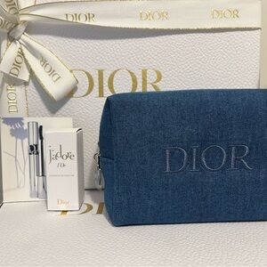 Dior Blue Cosmetic Pouch with extras